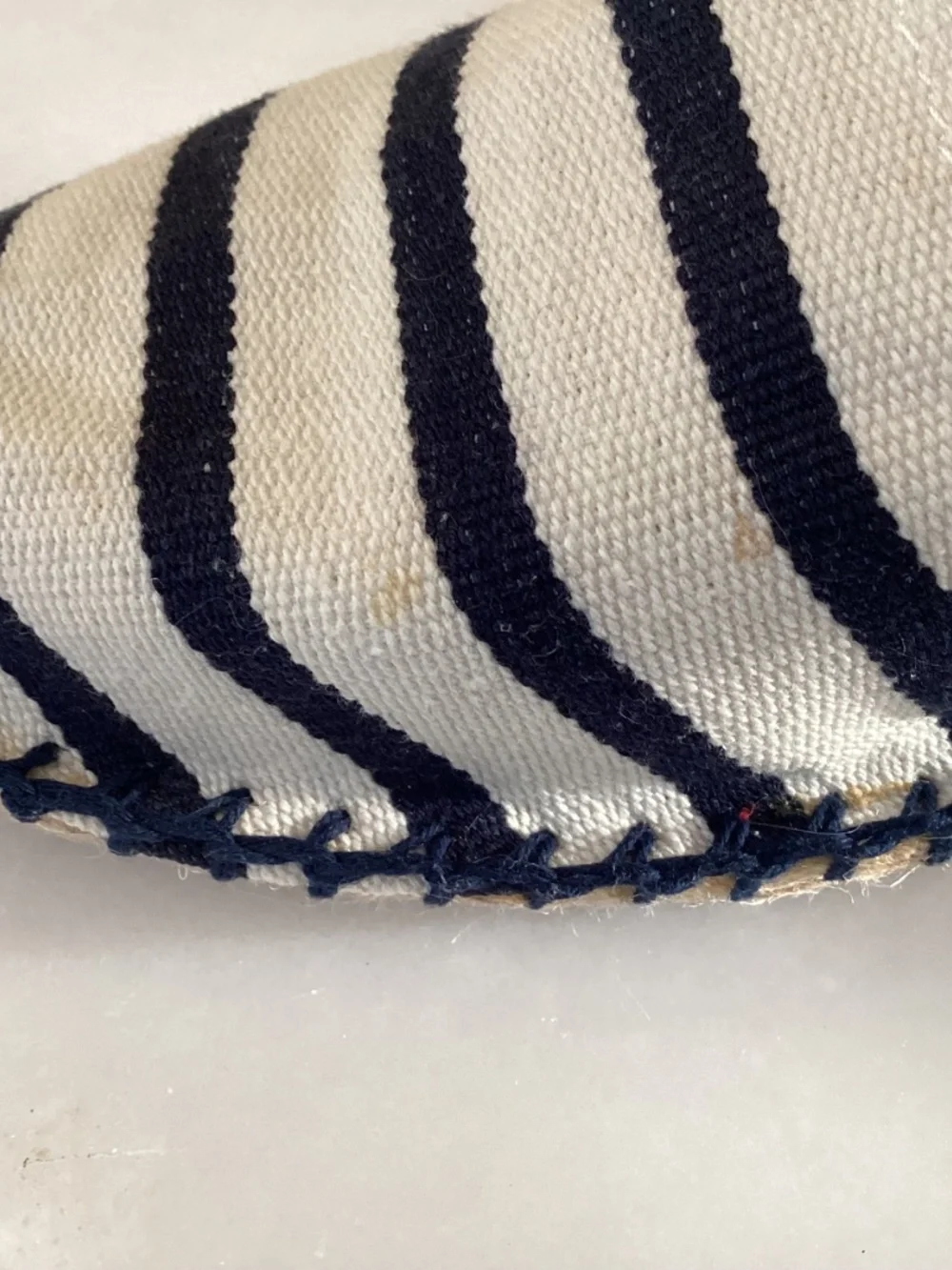 NAVY BLUE STRIPED CANVAS ESPADRILLE FLAT SLIP ON SHOE SIZE 37EU
